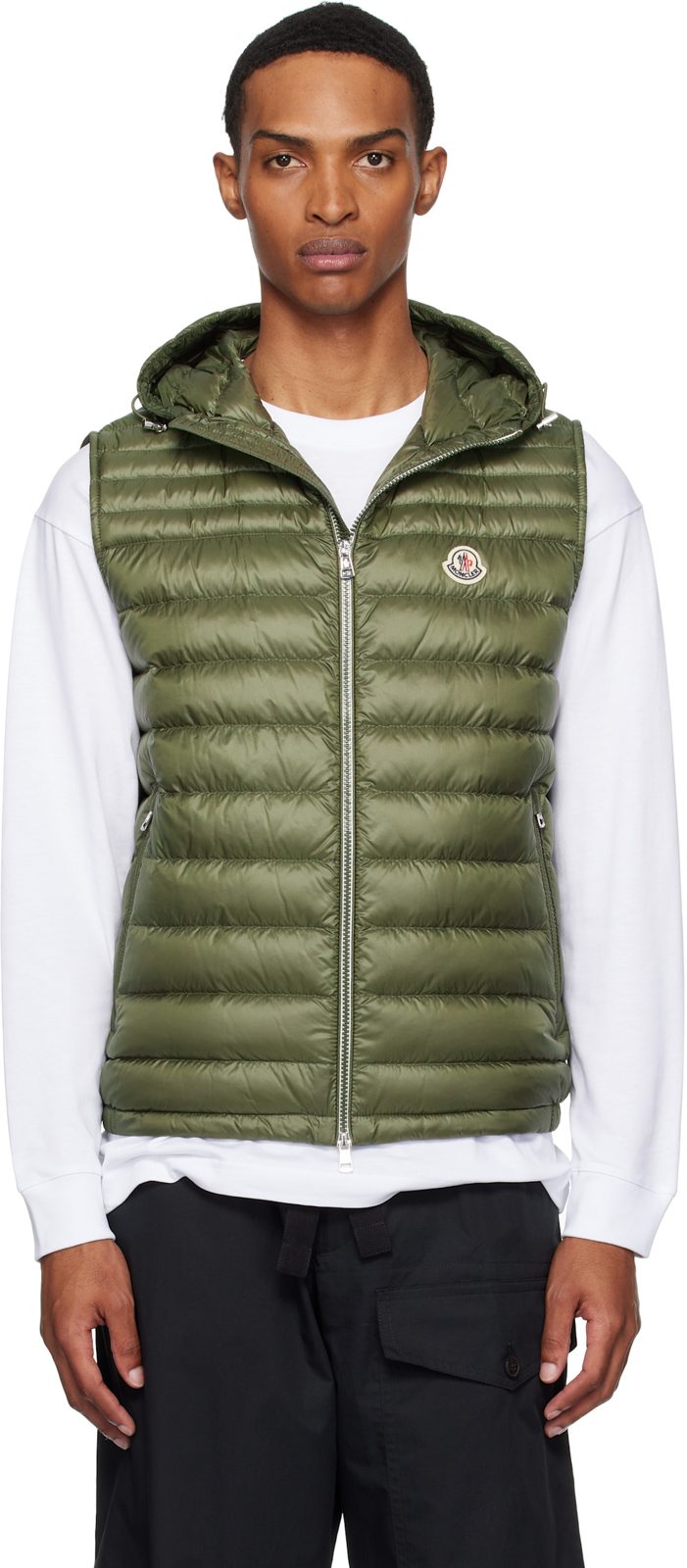 Khaki Orant Hooded Down Vest 252111M178031
