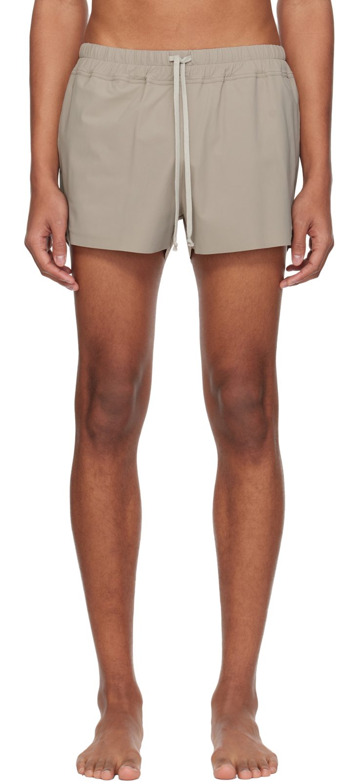 Taupe Temple Boxer Swim Shorts 261232M208002
