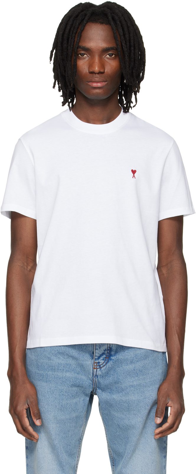 White Cotton Ami de Coeur T-shirt 261482M213024