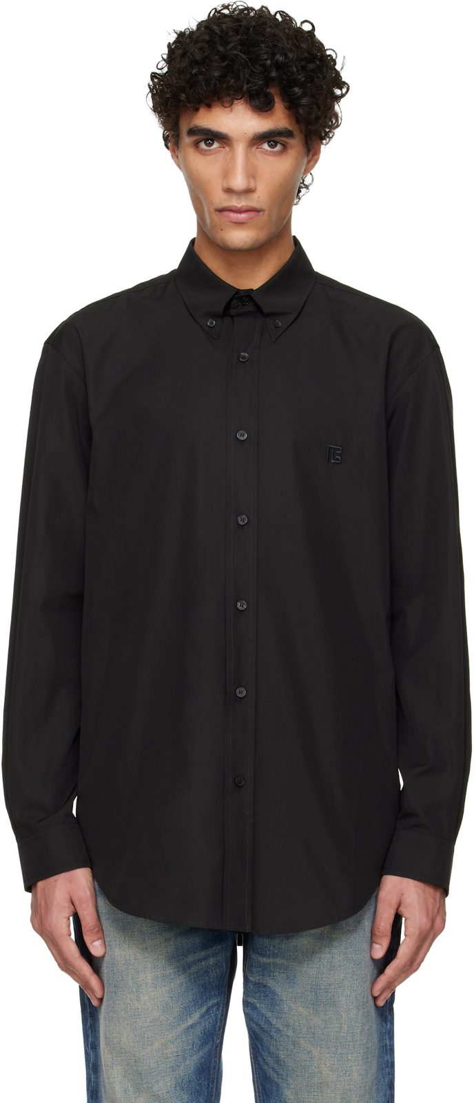 Black Cotton Poplin Shirt 261251M192006