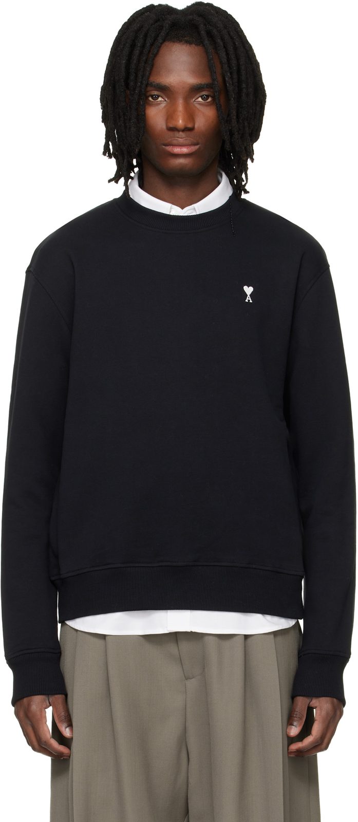 Black Cotton Ami de Coeur Sweatshirt 261482M204011