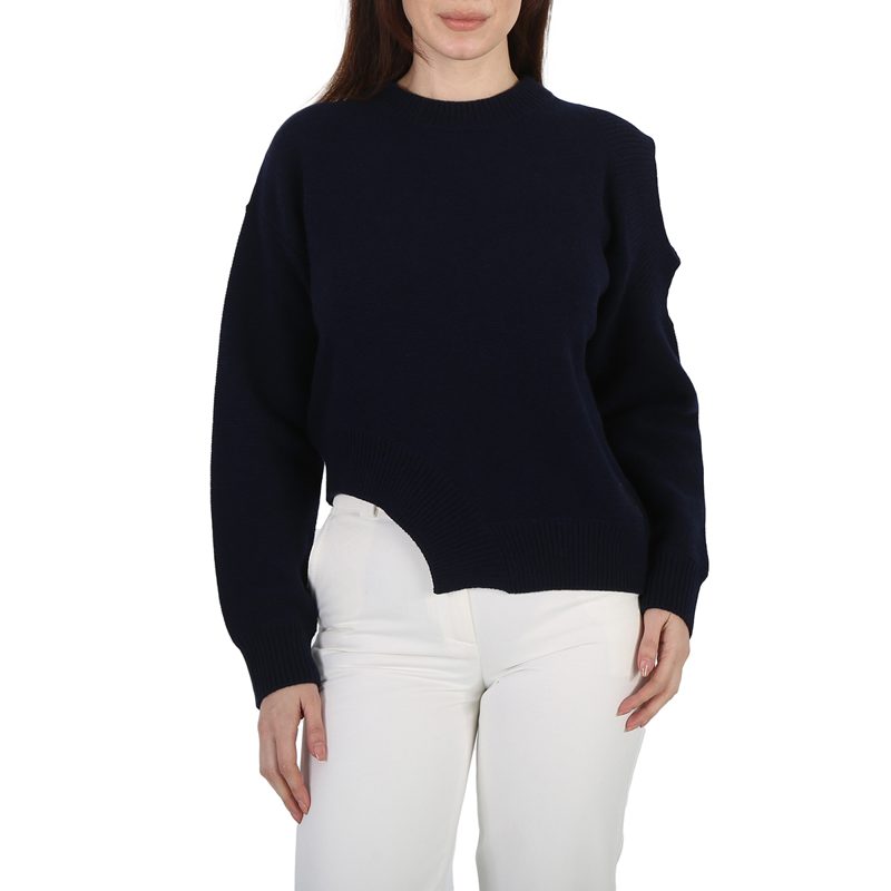 Navy Regenerated Asymmetric Cold-Shoulder Jumper