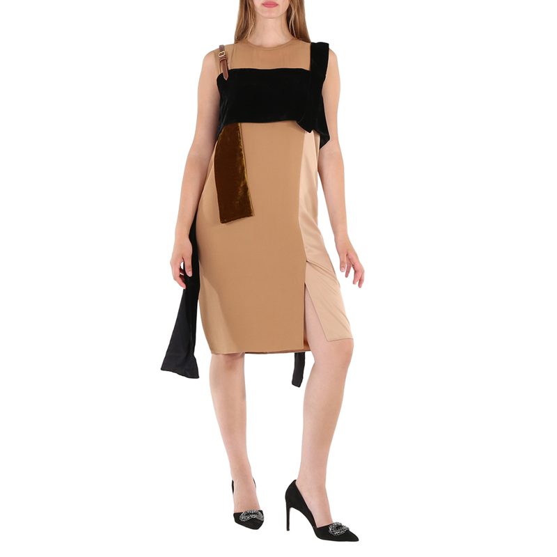 Silk And Velvet Strap Detail Dress