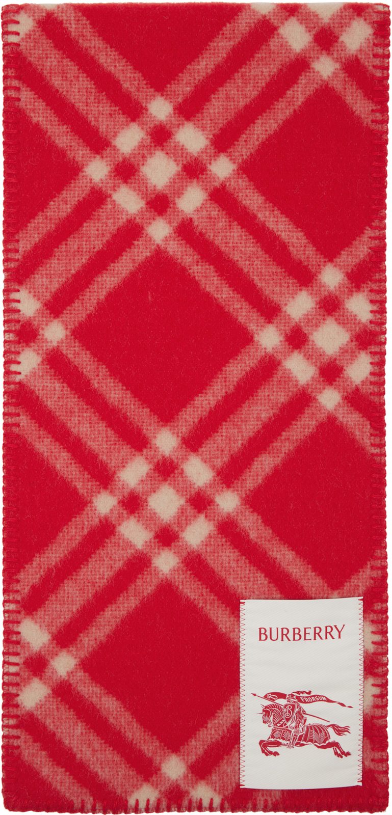 Red Check Wool Scarf 261376F028015
