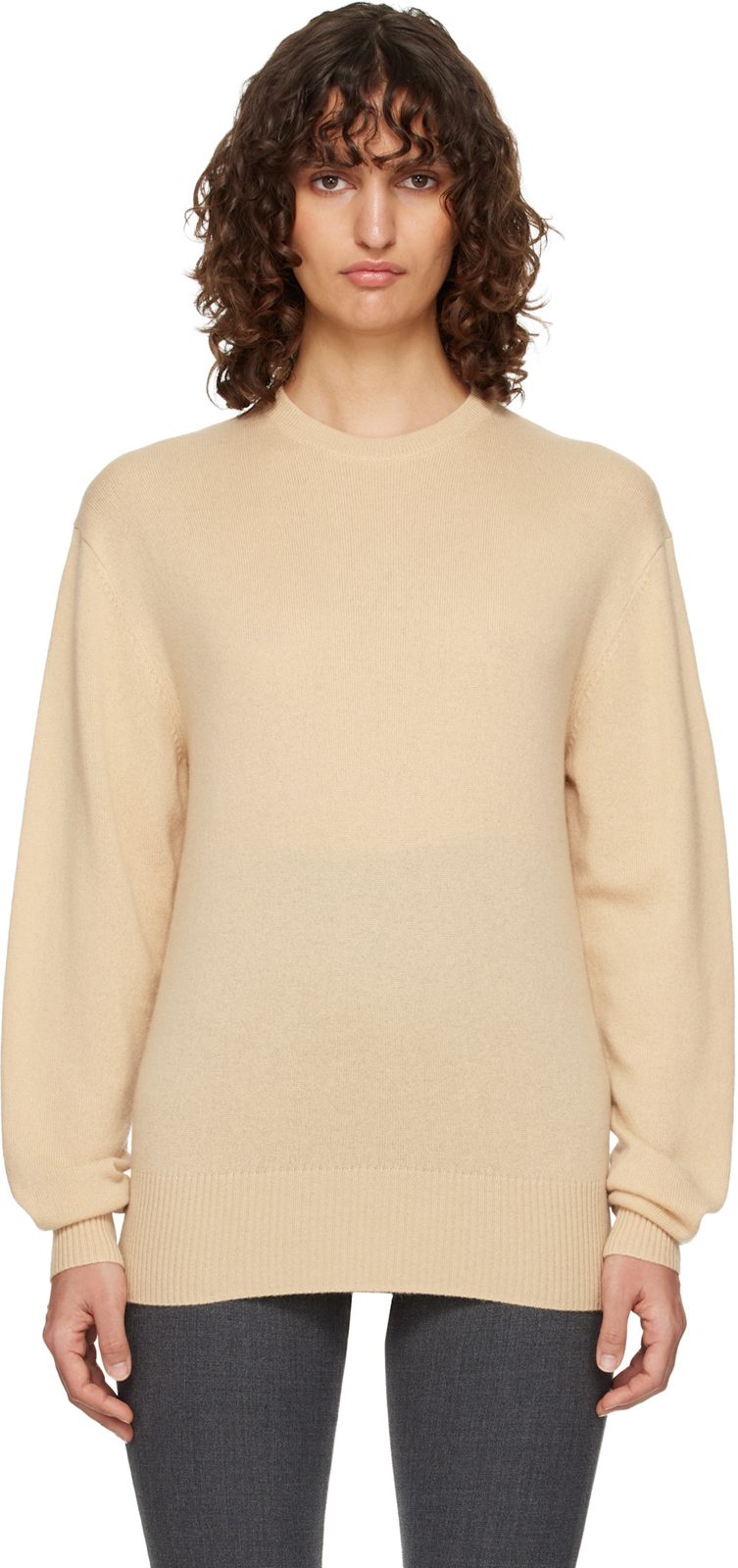 TOTEME Beige Classic Cashmere Crew Knit Sweater 261771F096006