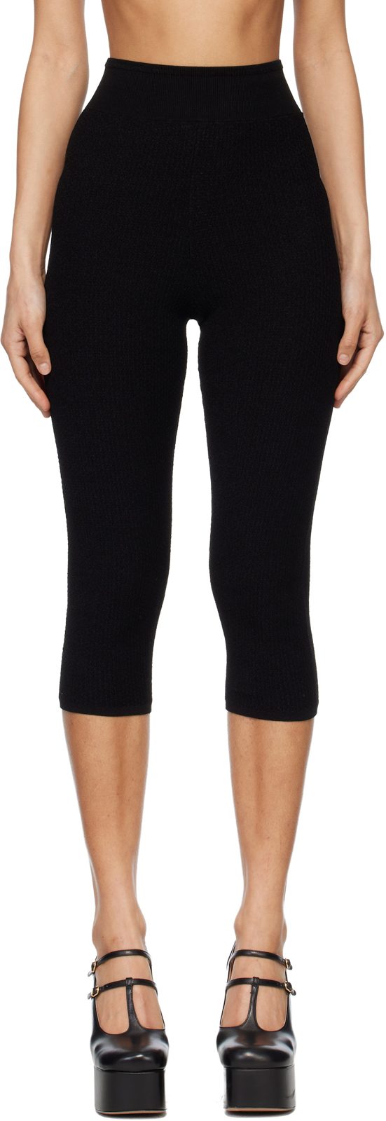 Chloe Black Capri Legging Stretch Knit Shorts 261338F088000