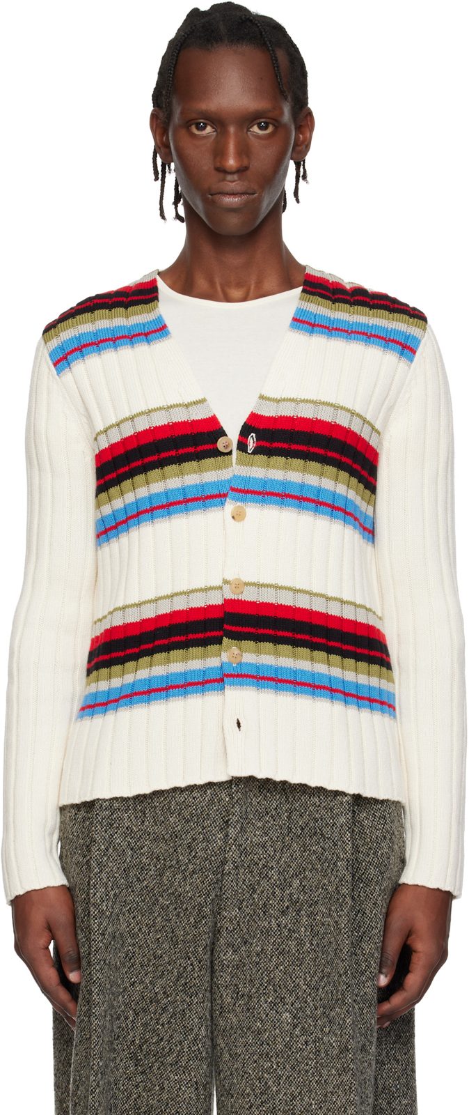 오프화이트 Striped Cardigan 261358M200000