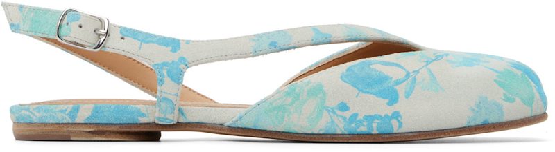 Blue & Gray Tabi Slingback Ballerina Flats 261168F118014