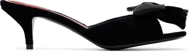 Garavani Black Marie A Velvet Slide Heeled Sandals 261807F125025