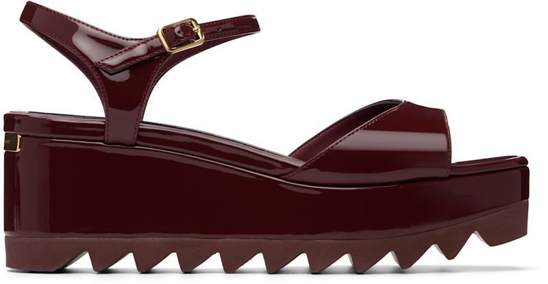 Burgundy Elyse Patent Platform Sandals 261471F124004