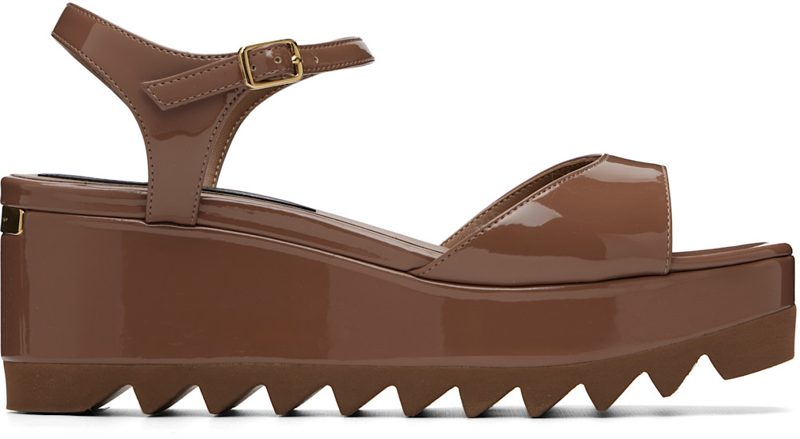 Brown Elyse Patent Platform Sandals 261471F124001