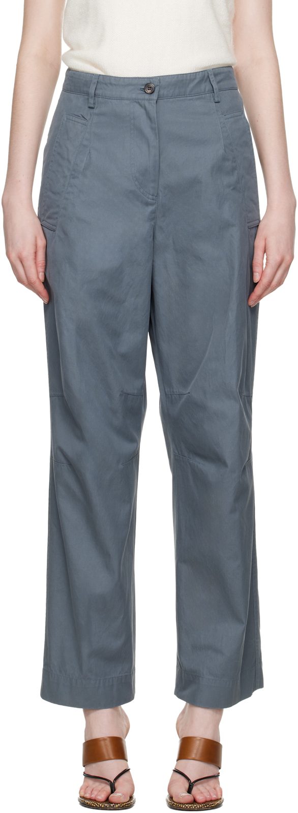 Blue Cotton Trousers 261358F087029