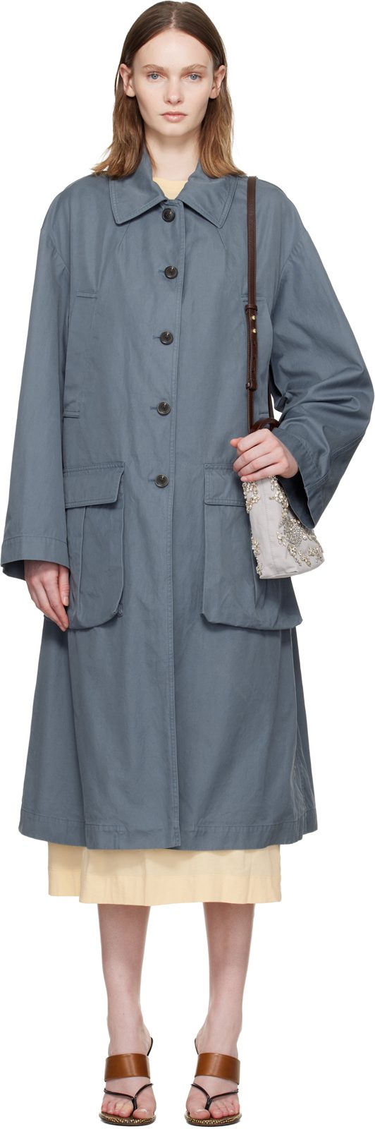 Blue Cotton Coat 261358F059004