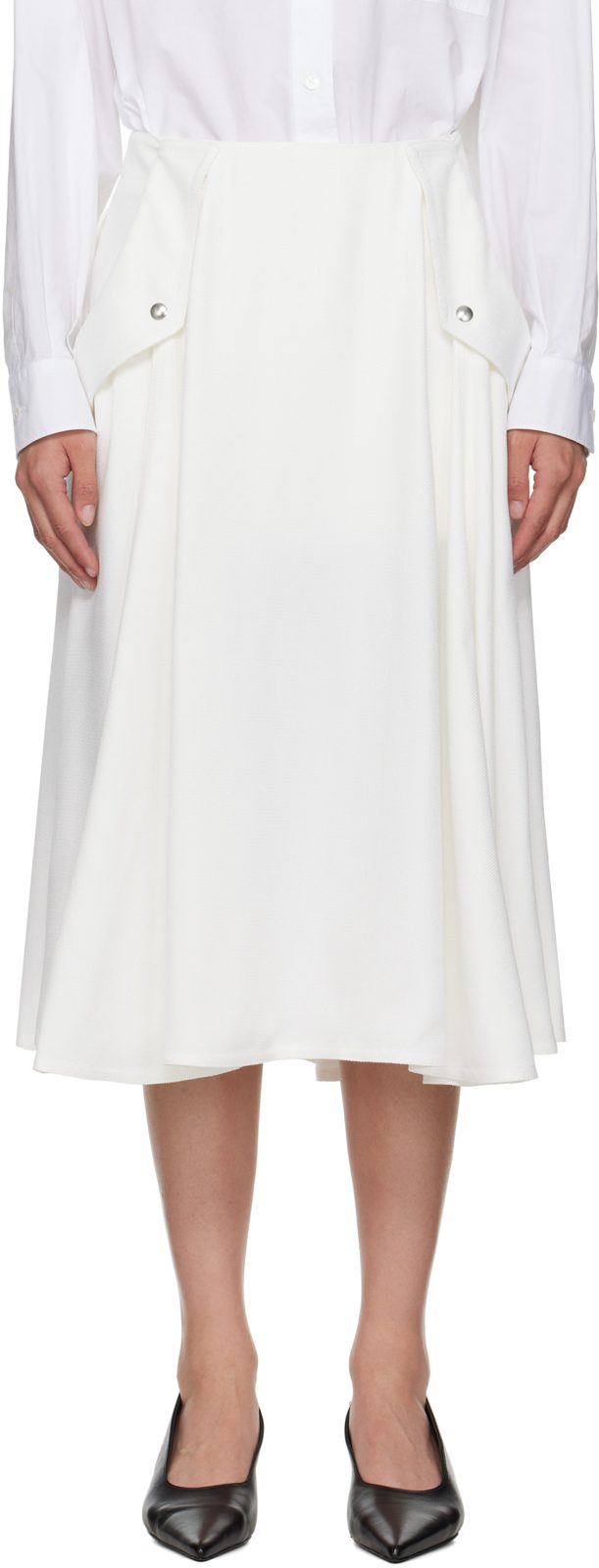 오프화이트 Viscose Pleated Midi Skirt 251798F092001