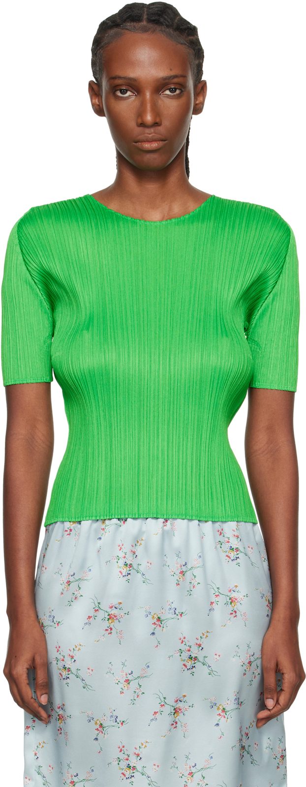 PLEATS PLEASE [이세이 미야케] Green Monthly Colors April T-shirt 262941F110008