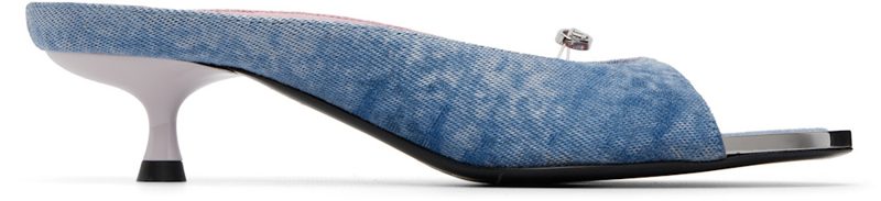 Blue D-Diams-Low Denim Mule Heels 261001F122007