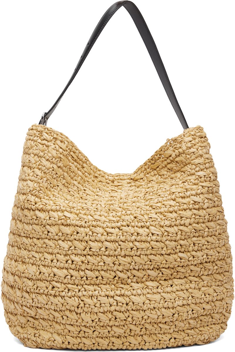 TOTEME Beige Belted Paper Raffia Tote 261771F049011
