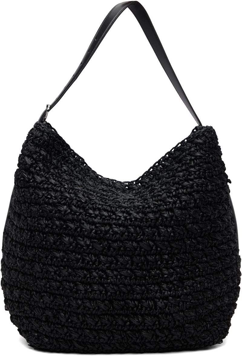 TOTEME Black Belted Raffia Tote 261771F049010