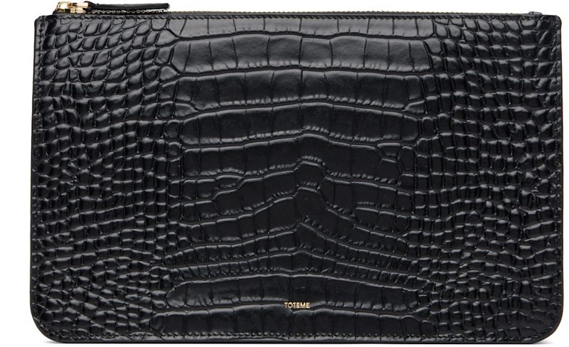 TOTEME Black Threefold CROCO-EM[보스]ED Clutch 261771F044011