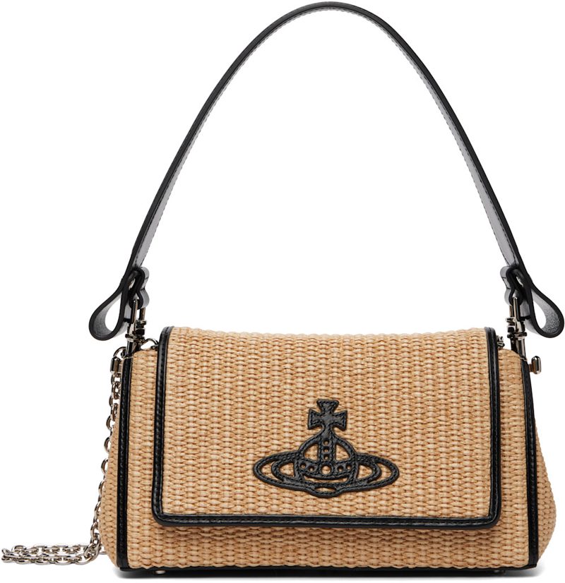 Beige Raffia-Effect Hazel Medium Hand Bag 261314F048086