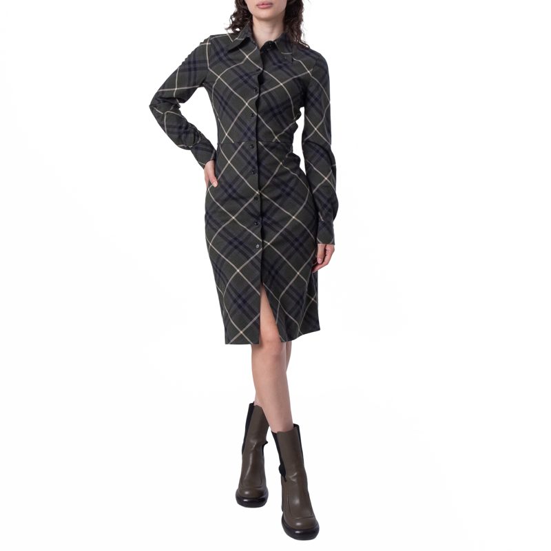 Womens Check Wool Blend Shirt Dress_Marsh Ip Check