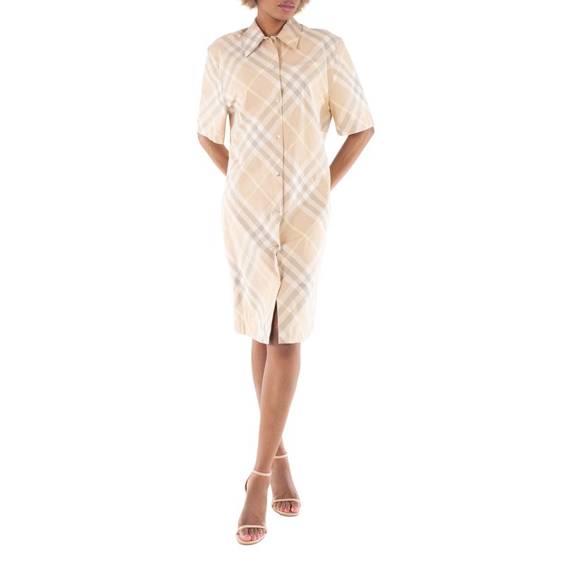Vintage-Check Cotton Shirt Dress_Flax Ip Check