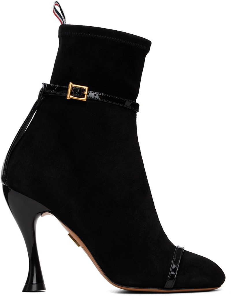 Black Soft Suede Trompe LOeil 4-Bar 105 Ankle Boots 261381F113000