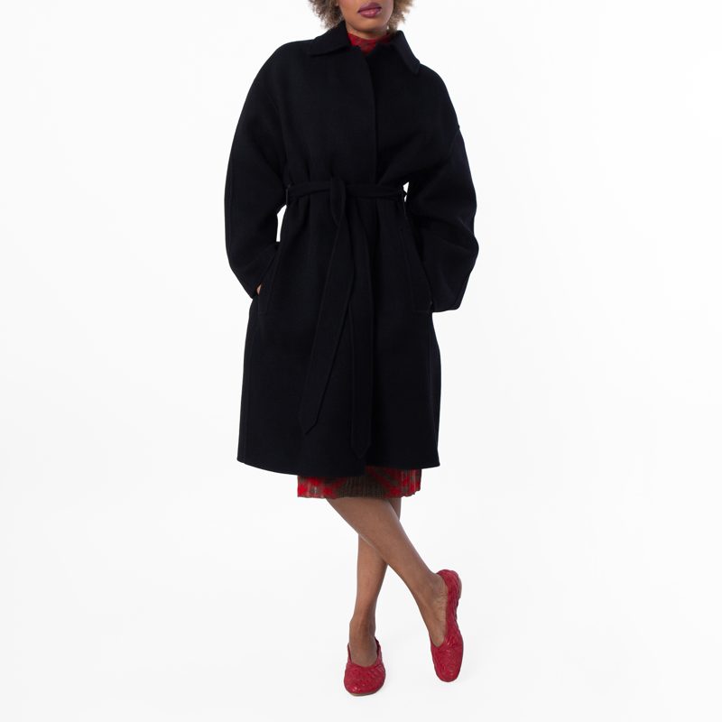 Belted Cashmere Wrap Coat_Black