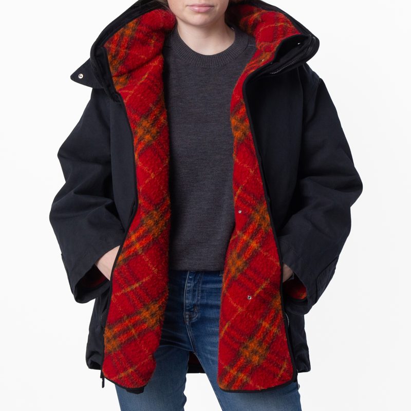 Womens Detachable Warmer Cotton Parka_Black