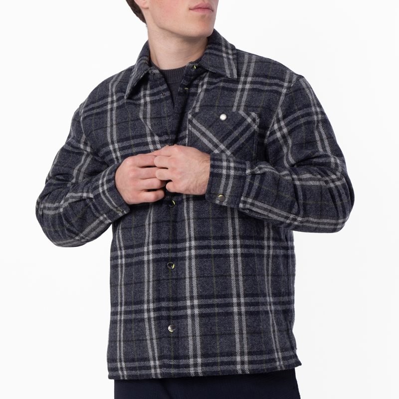 Wadded Check Wool Overshirt_Indigo Ip Check