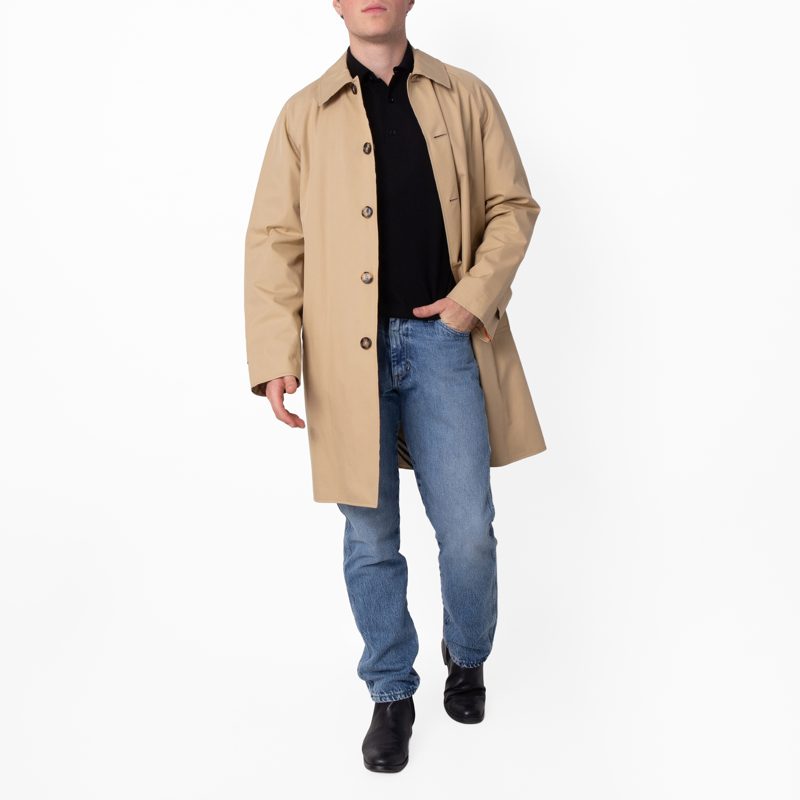 Check Reversible Gabardine Car Coat_Flax