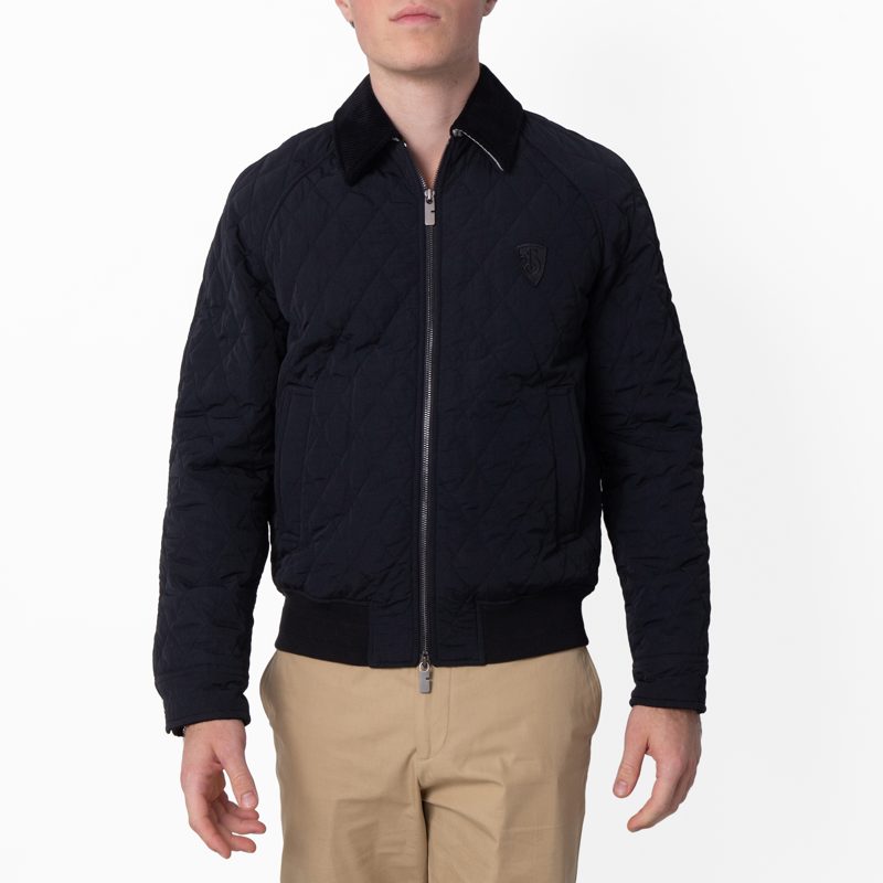 Quilted Water-Repellent Nylon Jacket_Black/Snug Ip Check