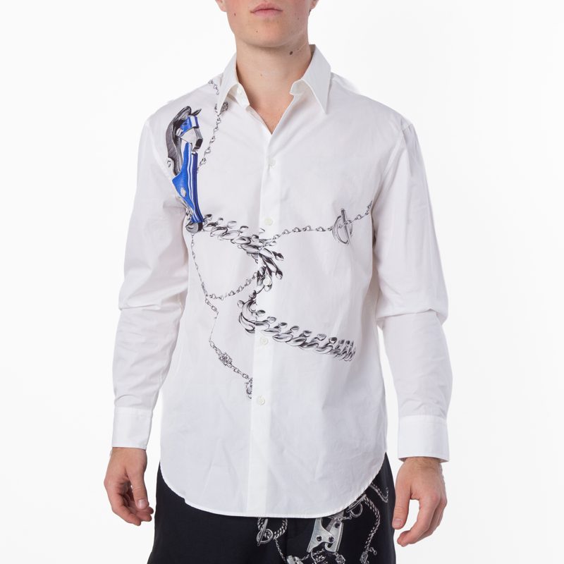 Knight Hardware Printed Cotton Shirt_Blue/White