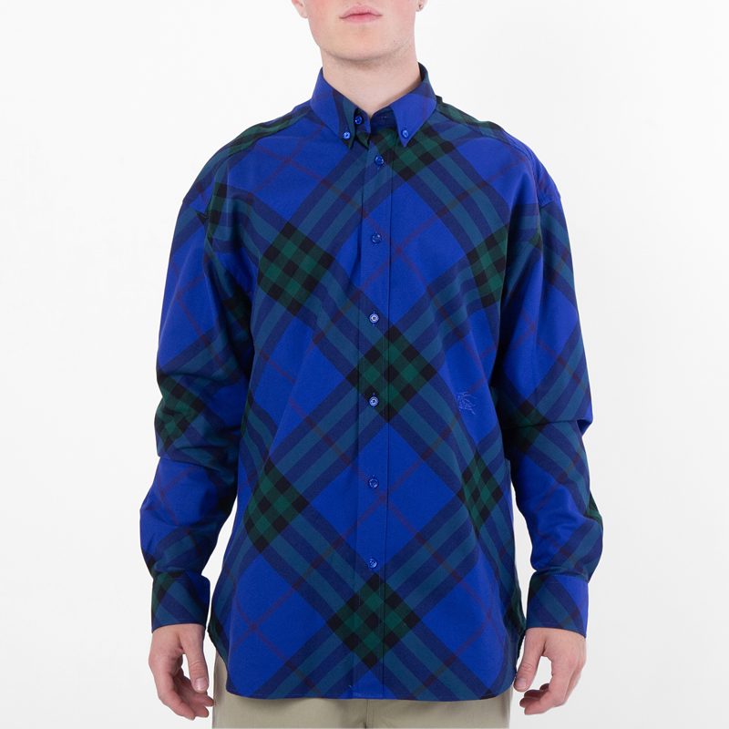 Vintage-Check Patterned Button-Up Cotton Shirt_Knight Ip Check