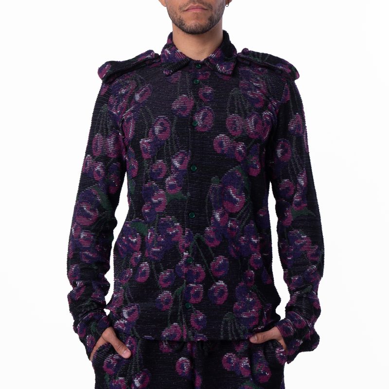Cherry Embroidered Silk Cotton Shirt_Cherry