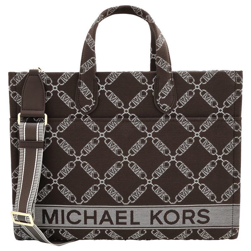 Michael Kors Michael Gigi Large Empire Logo Jacquard Tote Bag_Choc Multi