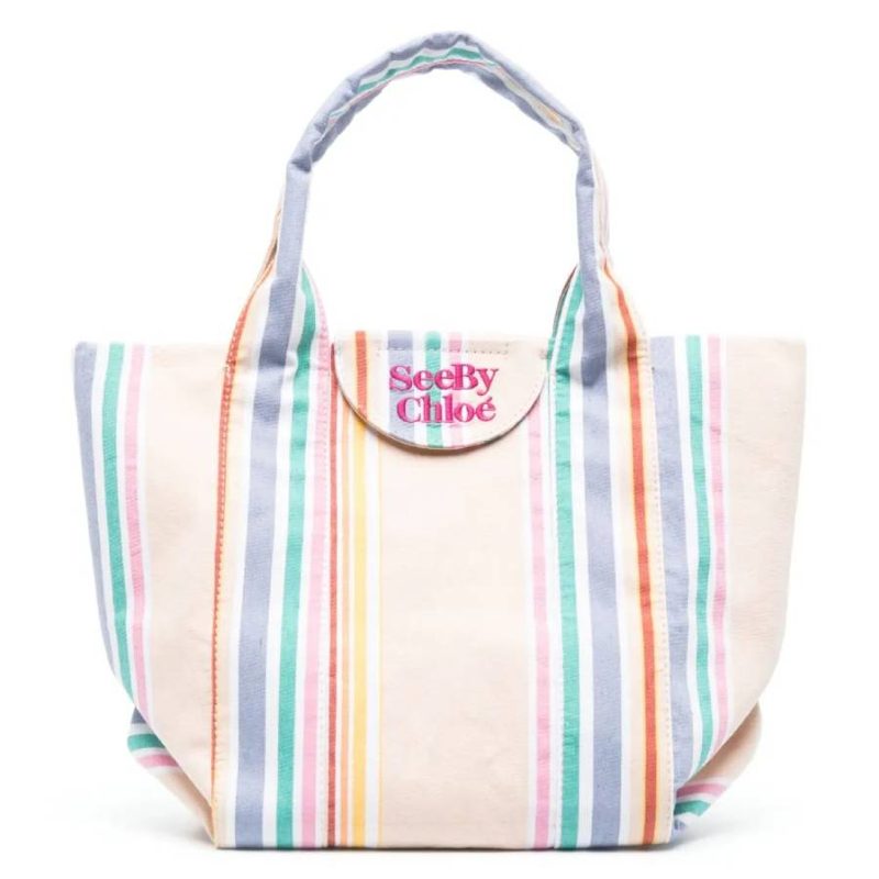 See By Chloe Laetizia Striped Tote Bag_Tan