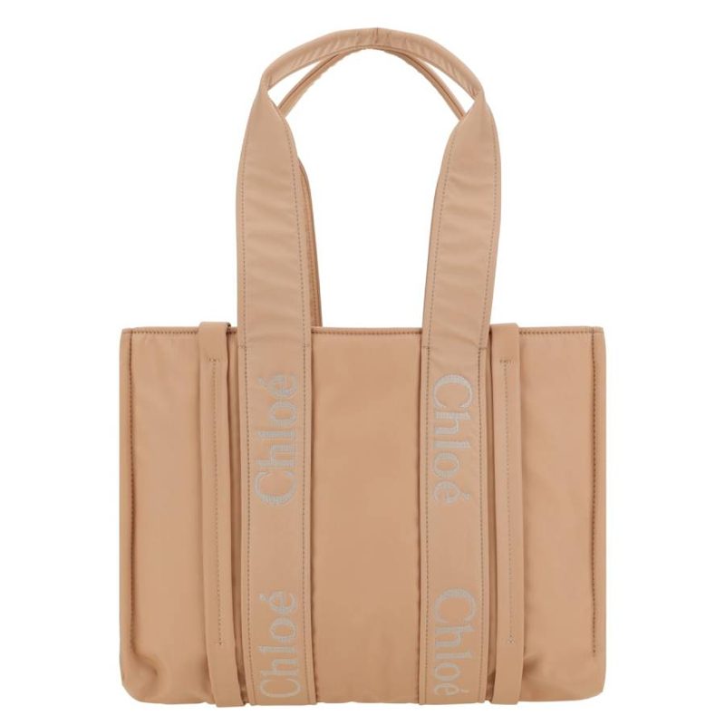 Chloe Woody Logo Medium Tote Bag_Rosedu