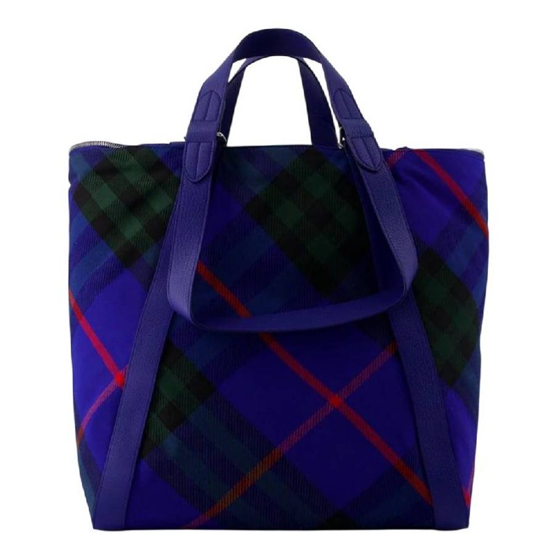 Check Print Adjustable Shoulder Straps Tote Bag_Knight