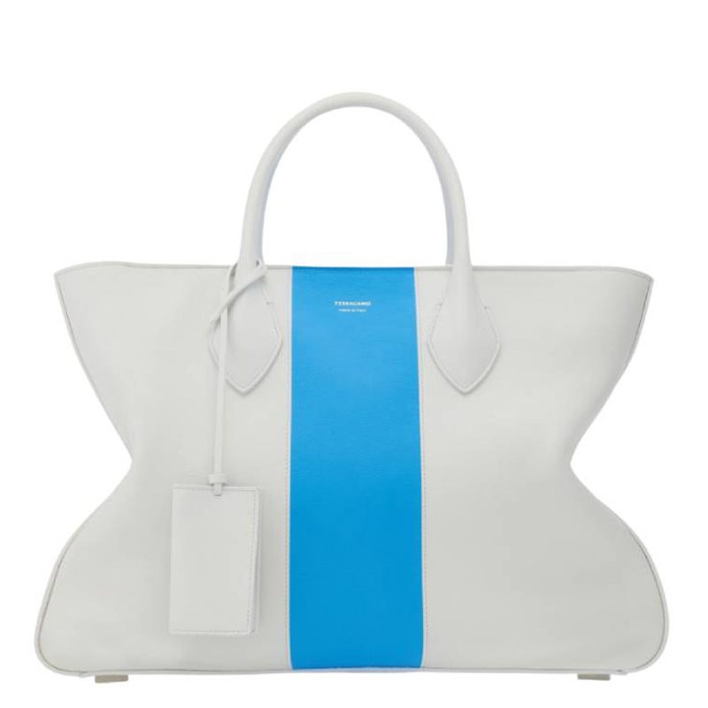 Striped Leather Tote Bag