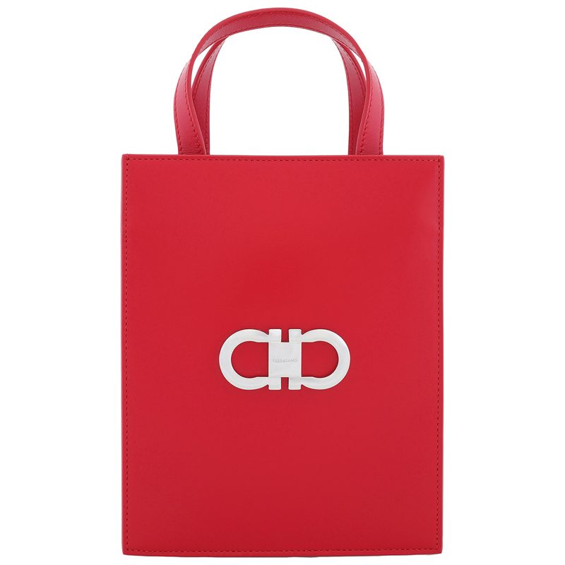Open Box - Double Gancini Mini Leather Tote Bag