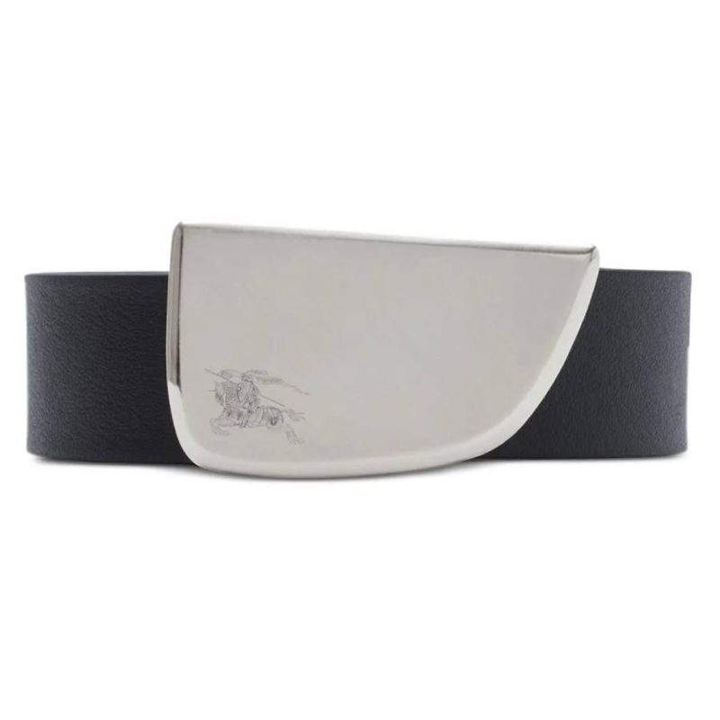Shield Buckle Leather Belt_Black/Lake