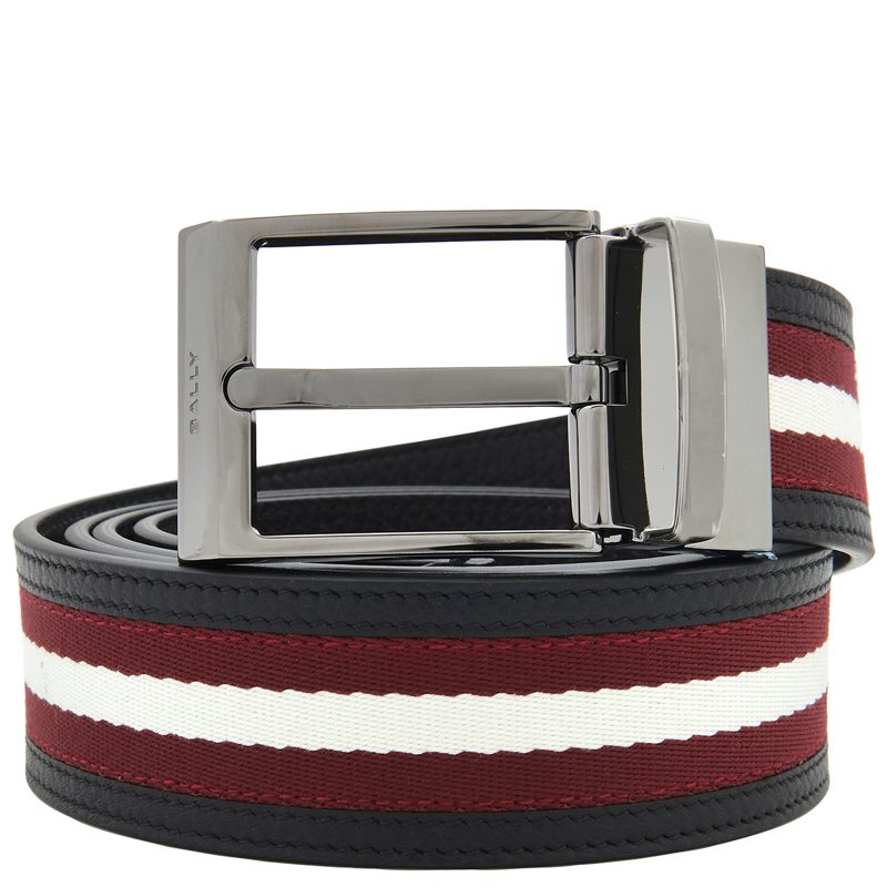 Striped Reversible Leather Belt