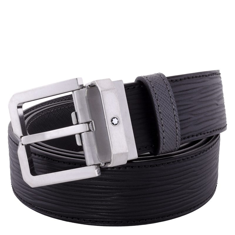 Montblanc Black 35 mm Textured Leather Belt
