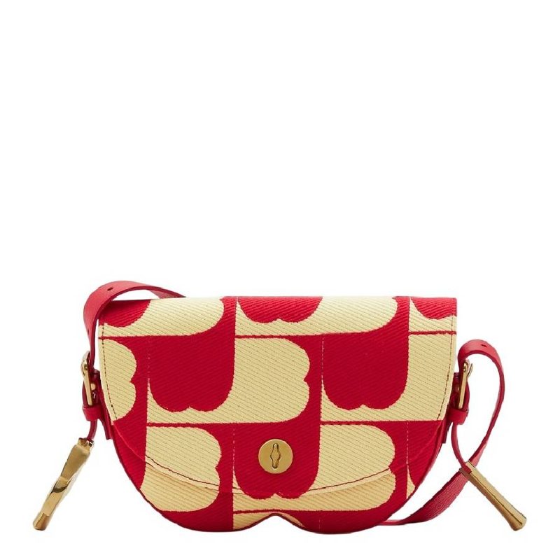 Embroidered B Design Chess Satchel Crossbody Bag