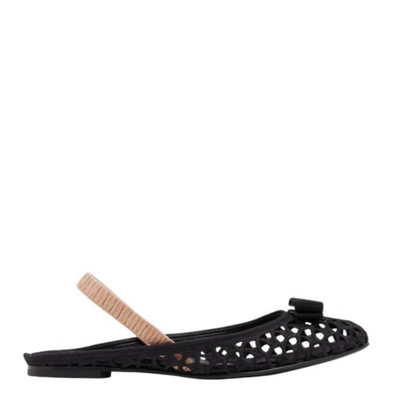 Salvatore Embroidered Vara Bow Ballet Flats