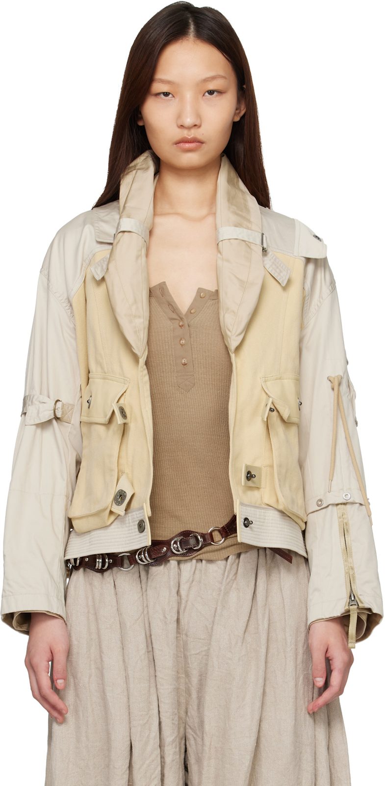Beige Julissa Cotton Bomber Jacket 261600F058001