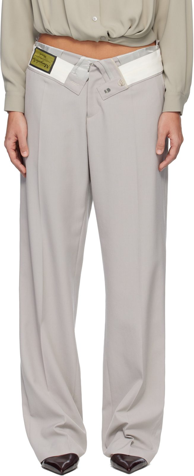 Gray Reverse Waistband Trousers 261188F087004