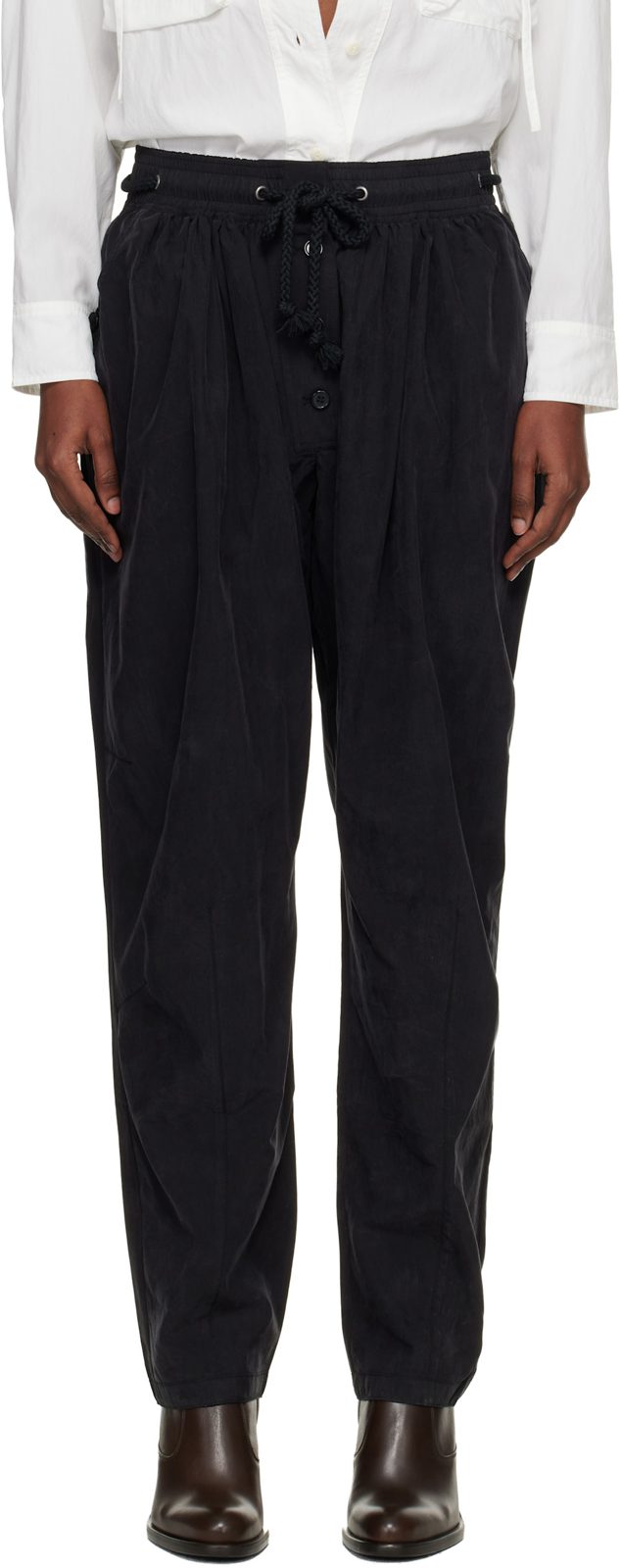 Black Falcona Fluid Satiny Trousers 261600F087002