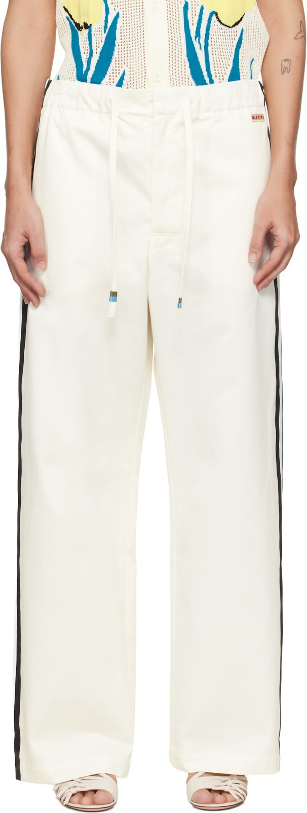 Marni [오프화이트] Stripe Straight Leg Trousers 261379F087002